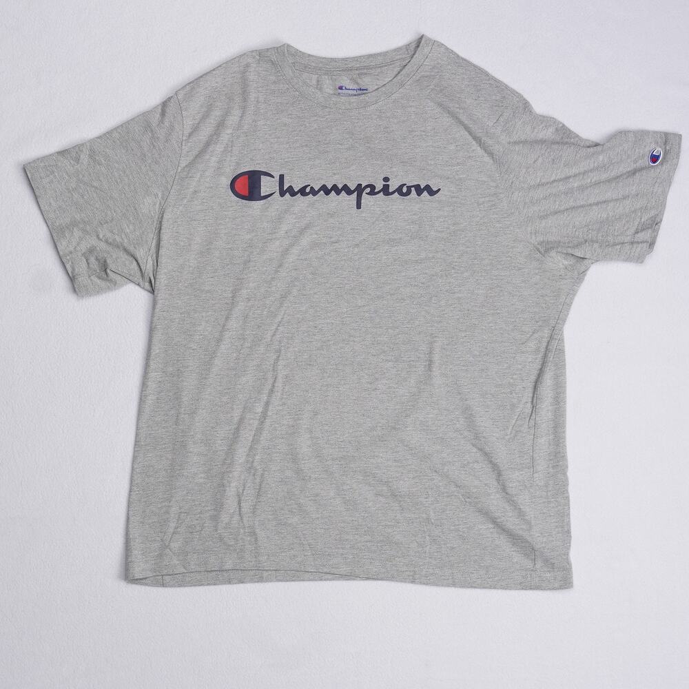 Champion T-Shirt Men XXL Gray/Blue Short Sleeve Regular Fit Athletic Pre-Owned